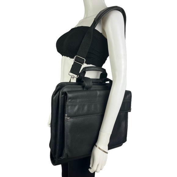 Samsonite Computer Brief Leather‎ Case with Calculator and Shoulder Handle - Picture 1 of 15